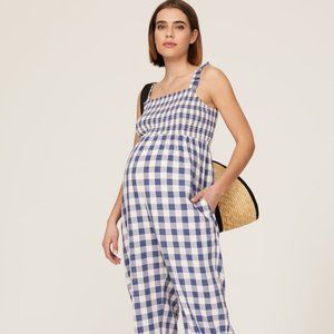 Nom maternity Marais gingham jumpsuit